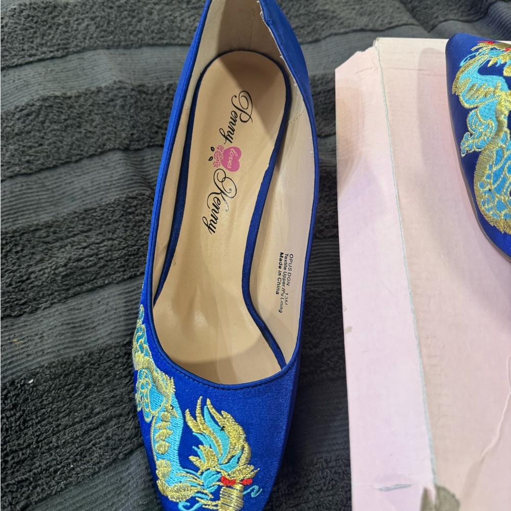 Penny Loves Kenny Blue Satin Fabric Shoes - Picture 3 of 4